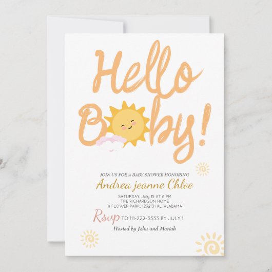 Baby shower script Sunshine Simple Modern elegant Kaart (Voorkant)