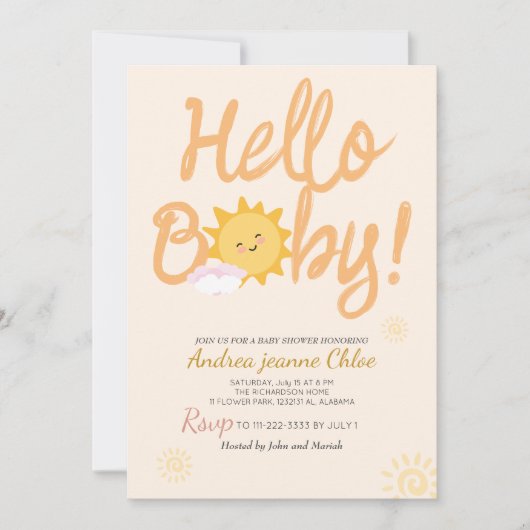 Baby shower script Sunshine Simple Modern elegant Kaart (Voorkant)