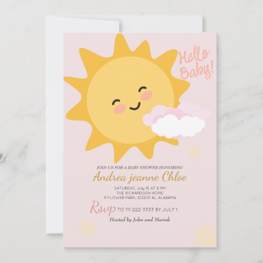 Baby shower script Sunshine Simple Modern elegant Kaart (Voorkant)