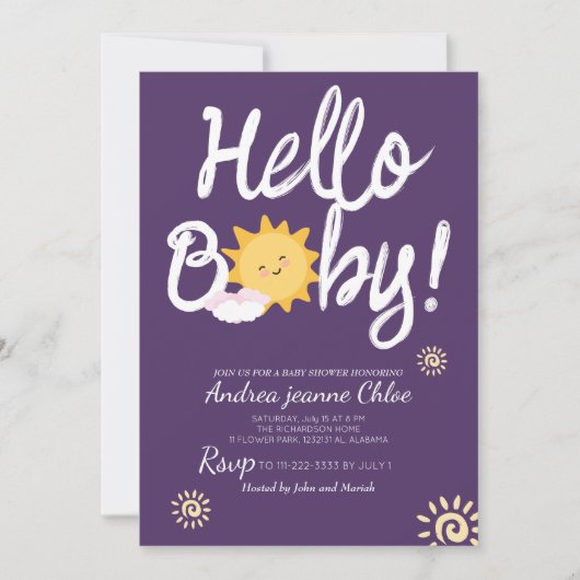 Baby shower script Sunshine Simple Modern elegant Kaart (Voorkant)