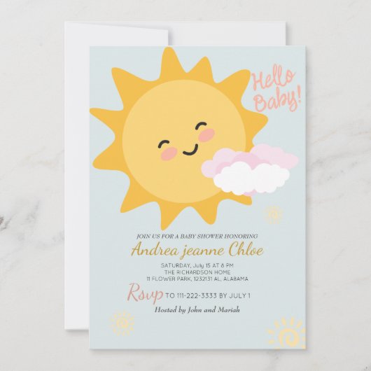 Baby shower script Sunshine Simple Modern elegant Kaart (Voorkant)