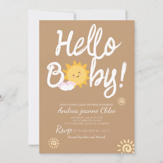 Baby shower script Sunshine Simple Modern elegant Kaart (Voorkant)
