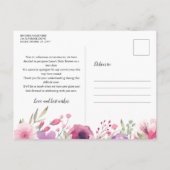 Baby Shower Script Watercolour Bloemen Uitgesteld Aankondigingskaart (Achterkant)