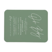 Baby shower scriptpagina groene elegante uitnodigi magneet (Horizontaal)