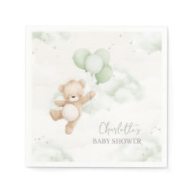 Baby Shower Servetten Bearly Wait Sage Groene Ball