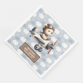 Baby shower servetten blauw teddybeer pilotthema (Hoek)
