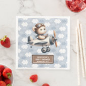 Baby shower servetten blauw teddybeer pilotthema (Insitu)
