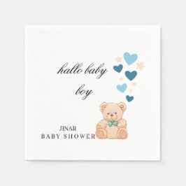 Baby Shower Servetten – Hallo Baby Boy Teddy Desig