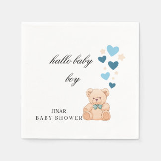 Baby Shower Servetten – Hallo Baby Boy Teddy Desig