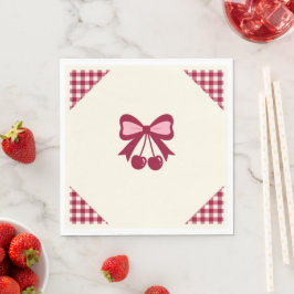 Baby Shower Servetten met Kersen Gingham Motief