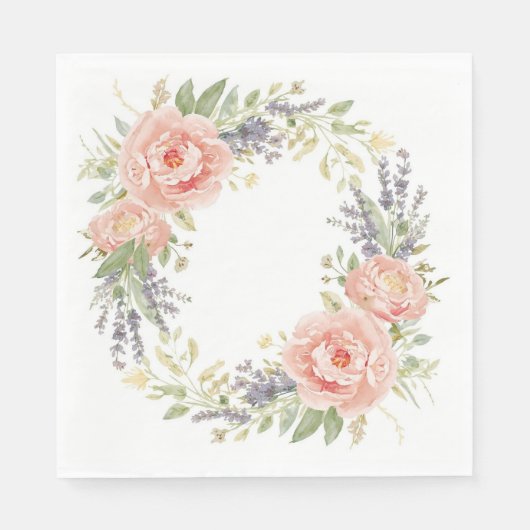 Baby Shower Servetten – Waterverf Bloemendesign Ba (Voorkant)