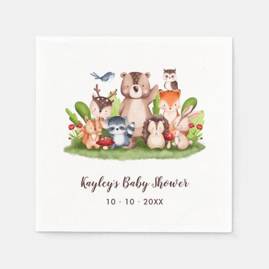 Baby shower servetten Woodland Animals Boho (Voorkant)