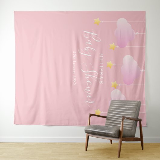 Baby Shower Sfeervolle Roze Foto Booth Achtergrond Wandkleed (In Situ (horizontaal))