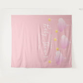 Baby Shower Sfeervolle Roze Foto Booth Achtergrond Wandkleed (Voorkant (horizontaal))