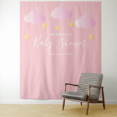 Baby Shower Sfeervolle Roze Foto Booth Achtergrond Wandkleed (In situ)