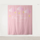 Baby Shower Sfeervolle Roze Foto Booth Achtergrond Wandkleed (Voorkant)