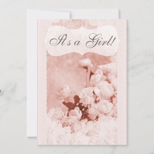 Baby shower Shabby Chic Pink Peony Flowers Kaart (Voorkant)