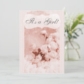 Baby shower Shabby Chic Pink Peony Flowers Kaart (Staand voorkant)