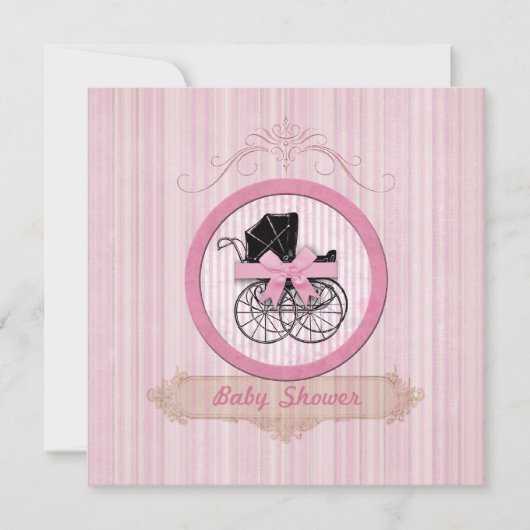 baby shower Shabby Chic Pink Uitnodiging (Voorkant)