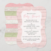 Baby shower Shabby Pink & Sage Green Rustic Wood I