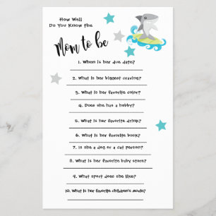 Baby Shower Shark How well you know the card Flyer