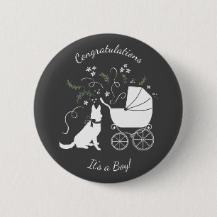 Baby shower Shepherd Dog Genderless Ronde Button 5,7 Cm