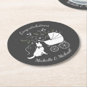 Baby shower Shepherd Dog Genderless Ronde Kartonnen Onderzetter (Gebogen)