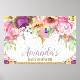 Baby Shower Sieraar Banner Bloemen Baby Girl Poster