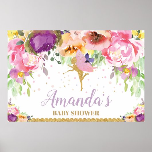 Baby Shower Sieraar Banner Bloemen Baby Girl Poster (Voorkant)