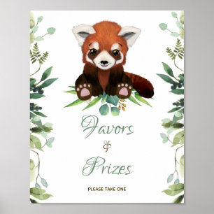 Baby shower Sign Favors & Prizes Red Panda Beer Poster