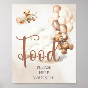 Baby shower Sign FOOD HELP JEZELF Beer Ballon Poster