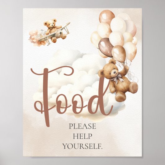 Baby shower Sign FOOD HELP JEZELF Beer Ballon Poster (Voorkant)
