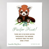 Baby shower Sign Pacifier Hunt Game Red Panda Beer Poster (Voorkant)
