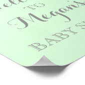 Baby shower Sign Pink Waterverf Flowers Mint Poster (Hoek)