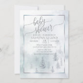 Baby Shower | Silver Blue Winter Wonderland Aankondiging (Voorkant)