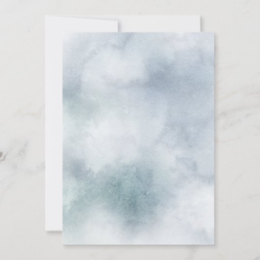 Baby Shower | Silver Blue Winter Wonderland Aankondiging (Achterkant)