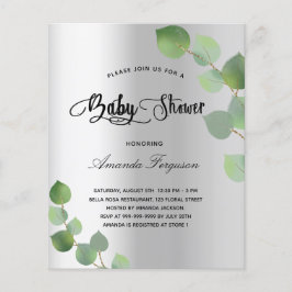 Baby shower Silver Eucalyptus-begrotingsuitnodigin