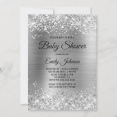 Baby shower Silver Glittery Folie Fancy Script Kaart (Voorkant)