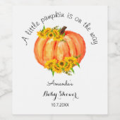 Baby shower Sinaasappel Pompoen Herfst Bloem Wijn Etiket (Enkel label)
