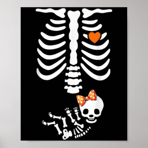 Baby Shower Skelet Halloween Zwangerschapsaankondi Poster