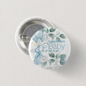 Baby Shower. Slapen Baby Beer Blauw. Ronde Button 3,2 Cm (Voorkant /achterkant)