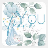Baby Shower. Slapen Baby Beer Blauw. Vierkante Sticker (Voorkant)