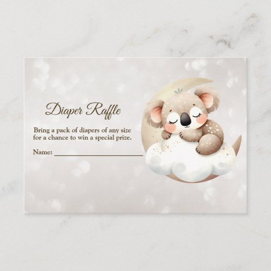 Baby shower Slapen Baby Dier Luier Raffle Informatiekaartje (Voorkant)