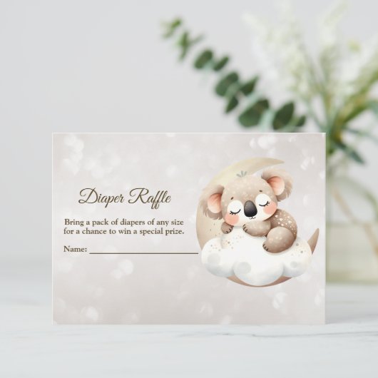 Baby shower Slapen Baby Dier Luier Raffle Informatiekaartje (Staand voorkant)