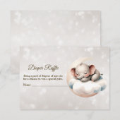 Baby shower Slapen Baby Olifant Luier Raffle Informatiekaartje (Voorkant / Achterkant)