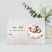 Baby shower Slapen Baby Olifant Luier Raffle Informatiekaartje (Staand voorkant)