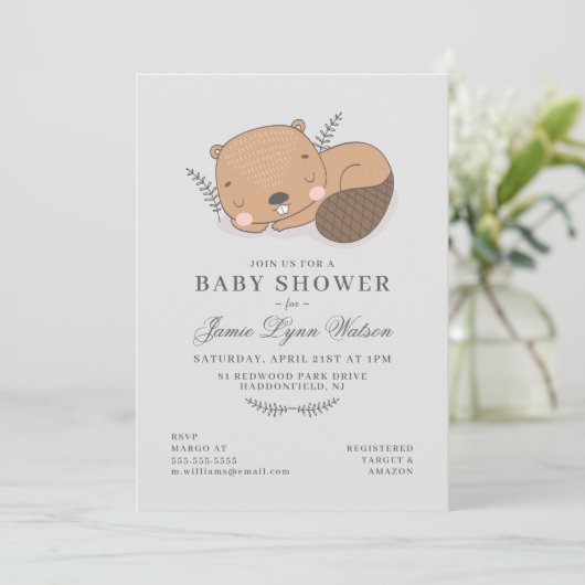 BABY SHOWER | Slaperige uitnodiging (Staand voorkant)