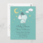 BABY SHOWER | Sleepy Little Elephant Briefkaart (Voorkant / Achterkant)