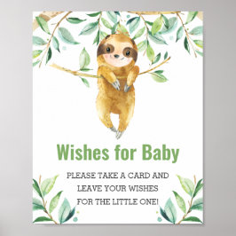 Baby shower Sloth Greenery wenst Baby Poster