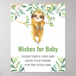 Baby shower Sloth Greenery wenst Baby Poster
